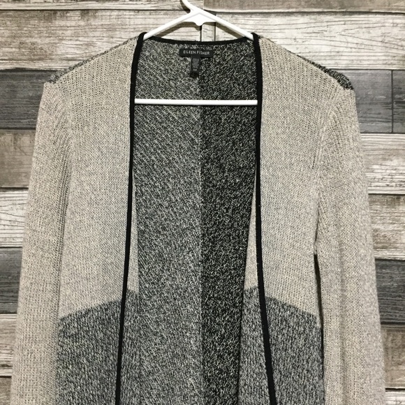 Eileen Fisher Open Front Cardigan Sweater Women’s S Wool Organic Linen. - Picture 9 of 11